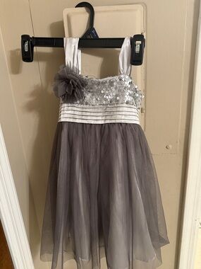 Isobella & Chloe Gray and White Sequin Tulle Dress